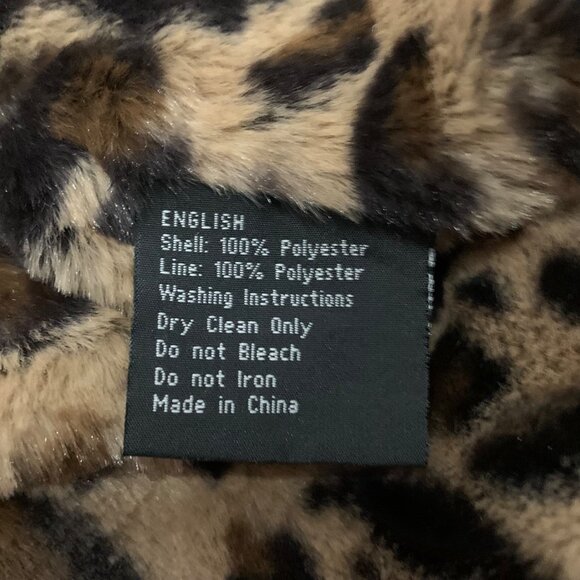 BELLIVERA Leopard Print Moto Jacket Faux Fur Collar Zip Detachable Collar Size S - Picture 7 of 8